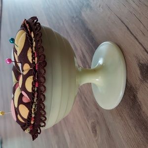 Vintage dessert cup turned Pin Cushion